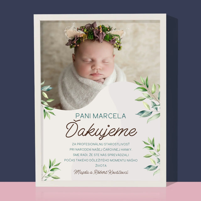 Fotografia A Podpis: Poďakovanie Pre Pôrodnú Asistentku - Zarámováná Tlač 30X40 (Vertikálne)