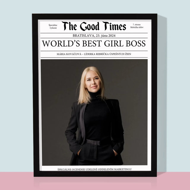 Obálka Časopisu: World’S Best Girl Boss - Zarámováná Tlač 30X40 (Vertikálne)