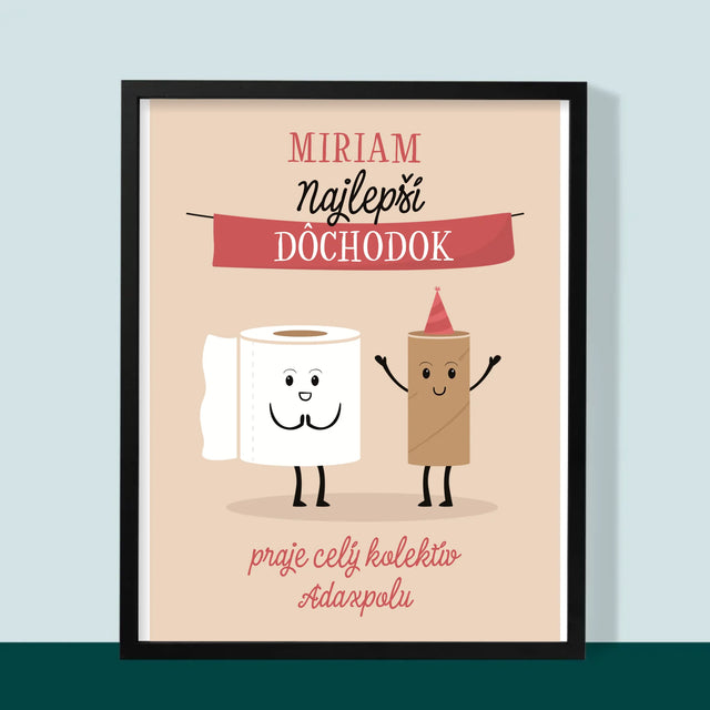 Meno A Podpis: Najlepší Dôchodok - Zarámováná Tlač 30X40 (Vertikálne)