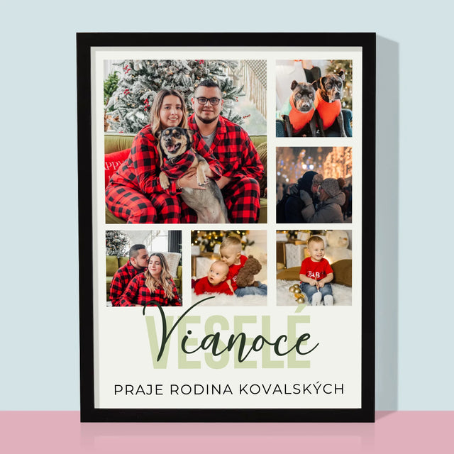 Fotokoláž: Veselé Vianoce - Zarámováná Tlač 30X40 (Vertikálne)