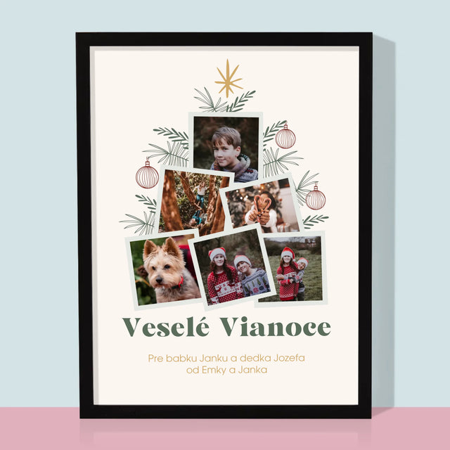 Fotokoláž: Vianočný Stromček - Zarámováná Tlač 30X40 (Vertikálne)