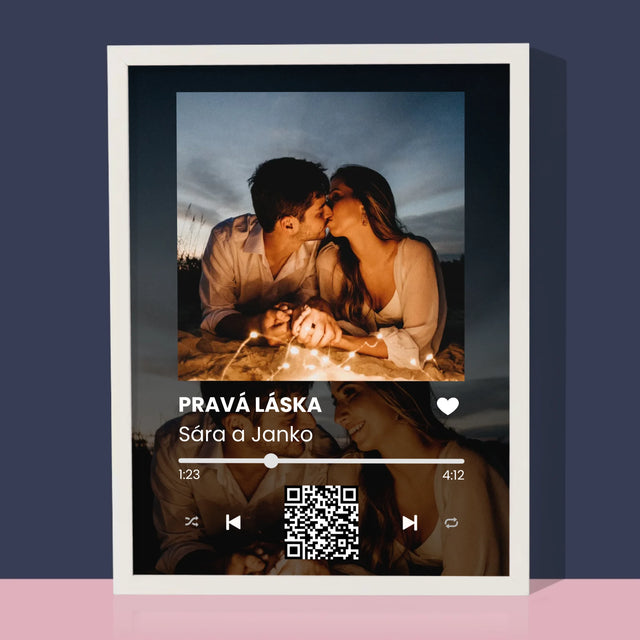 Fotografia A Podpis: Spotify S Tvojimi Fotografiami A Qr Kódom - Zarámováná Tlač 30X40 (Vertikálne)