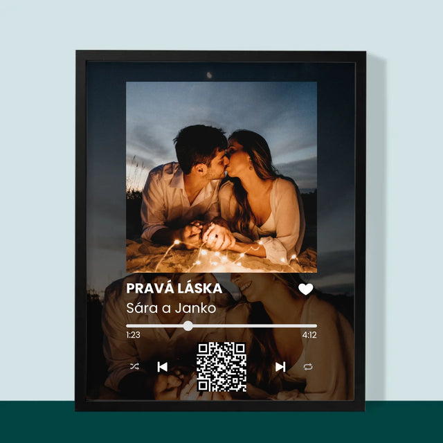 Fotografia A Podpis: Spotify S Tvojimi Fotografiami A Qr Kódom - Zarámováná Tlač 30X40 (Vertikálne)