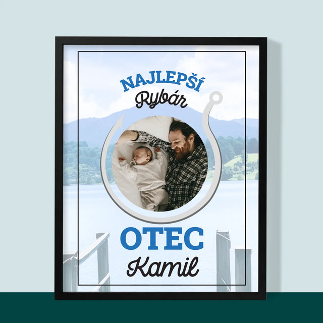 Fotografia A Podpis: Najlepší Rybár Otec - Zarámováná Tlač 30X40 (Vertikálne)
