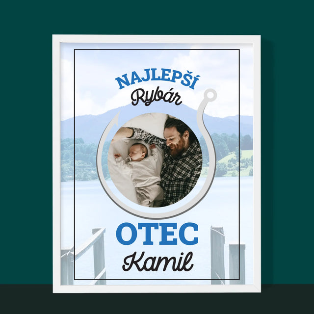Fotografia A Podpis: Najlepší Rybár Otec - Zarámováná Tlač 30X40 (Vertikálne)