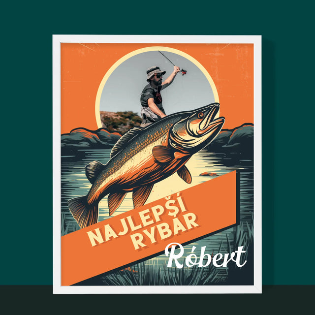 Fotografia A Podpis: Najlepší Rybár - Zarámováná Tlač 30X40 (Vertikálne)