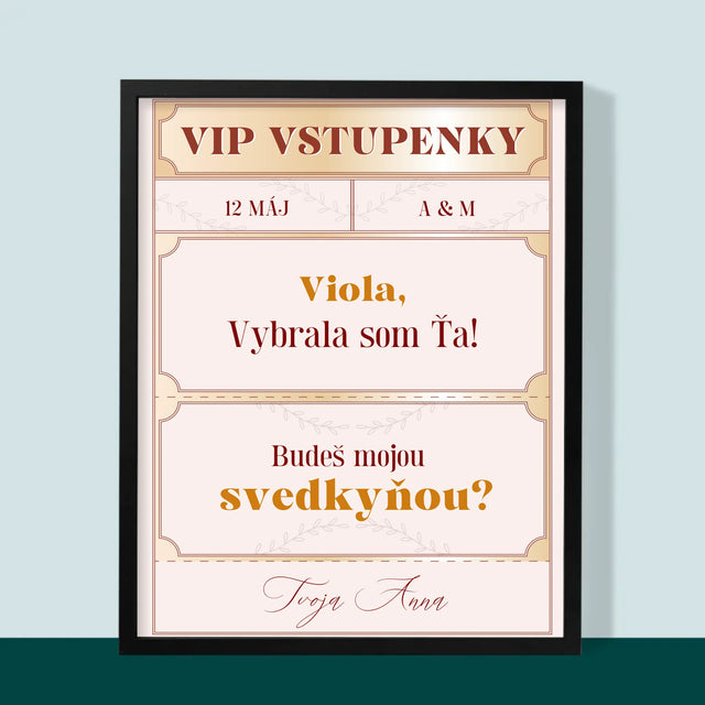 Meno A Podpis: Vip Vstupenky Svedkyňa - Zarámováná Tlač 30X40 (Vertikálne)