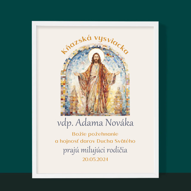Meno A Podpis: Kňazská Vysviacka - Zarámováná Tlač 30X40 (Vertikálne)