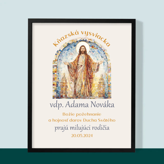 Meno A Podpis: Kňazská Vysviacka - Zarámováná Tlač 30X40 (Vertikálne)