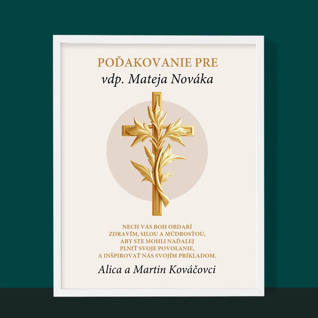 Meno A Podpis: Poďakovanie Pre Kňaza - Zarámováná Tlač 30X40 (Vertikálne)