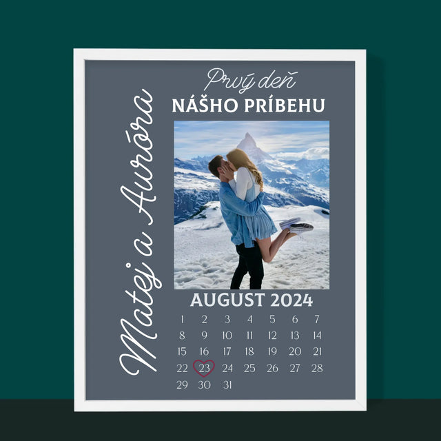 Fotografia A Podpis: Prvý Deň Nášho Príbehu - Zarámováná Tlač 30X40 (Vertikálne)