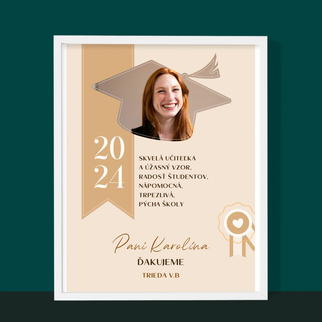 Fotografia A Podpis: Diplom Pre Učiteľa - Zarámováná Tlač 30X40 (Vertikálne)