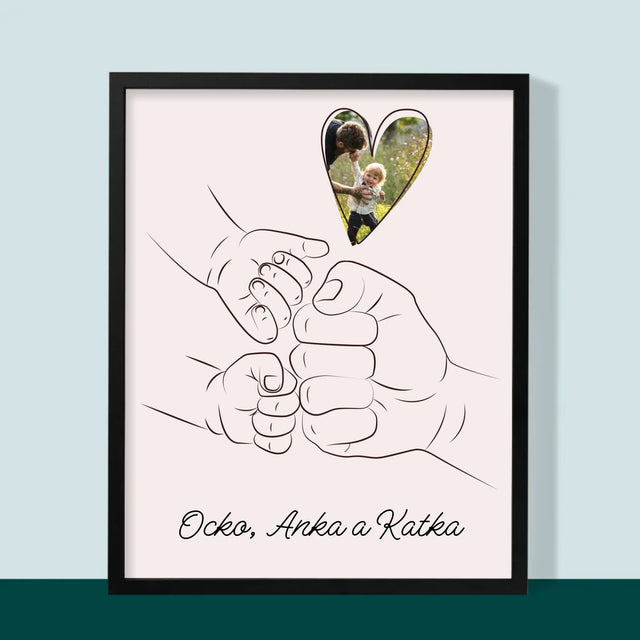 Fotografia A Podpis: Ocko Dieťa Rúčka - Zarámováná Tlač 30X40 (Vertikálne)