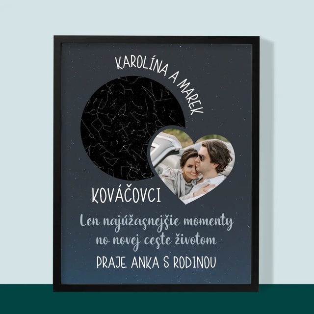 Mapa Hviezd: Nová Cesta Životom Svadba - Zarámováná Tlač 30X40 (Vertikálne)