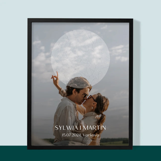 Mapa Hviezd: Svadba - Zarámováná Tlač 30X40 (Vertikálne)