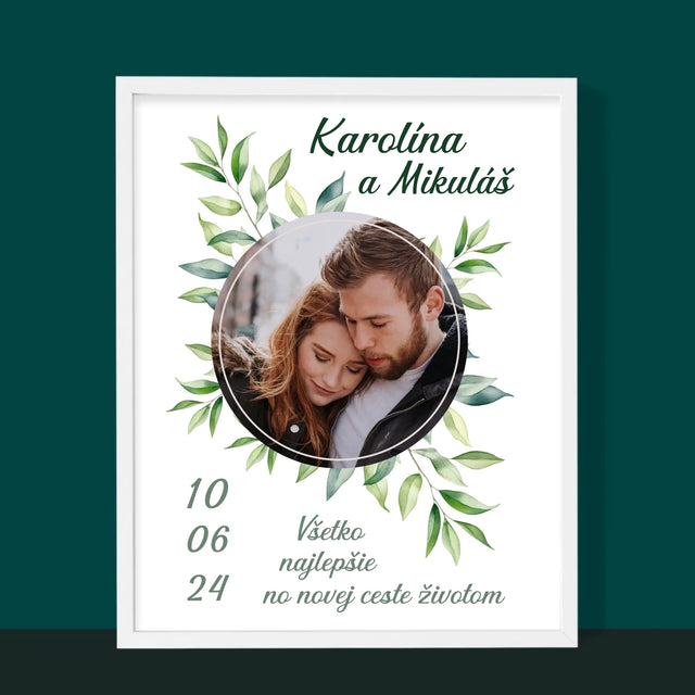 Fotografia A Podpis: Svadobné Lístky - Zarámováná Tlač 30X40 (Vertikálne)