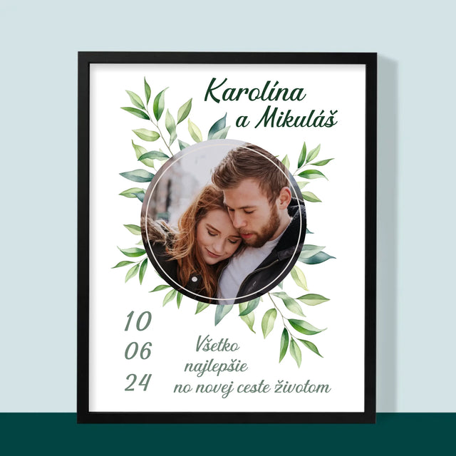 Fotografia A Podpis: Svadobné Lístky - Zarámováná Tlač 30X40 (Vertikálne)