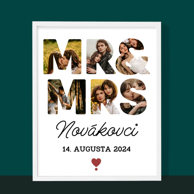 Slovo Z Fotografií: Mr&Mrs - Zarámováná Tlač 30X40 (Vertikálne)