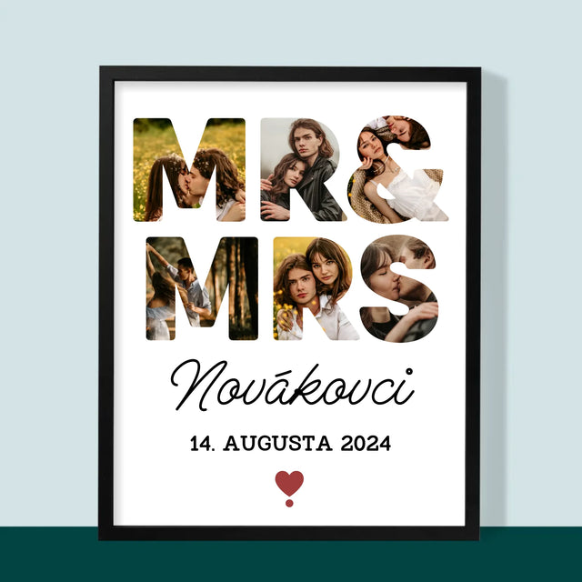 Slovo Z Fotografií: Mr&Mrs - Zarámováná Tlač 30X40 (Vertikálne)