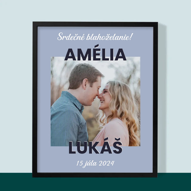 Fotografia A Podpis: Svadobné Blahoželanie - Zarámováná Tlač 30X40 (Vertikálne)