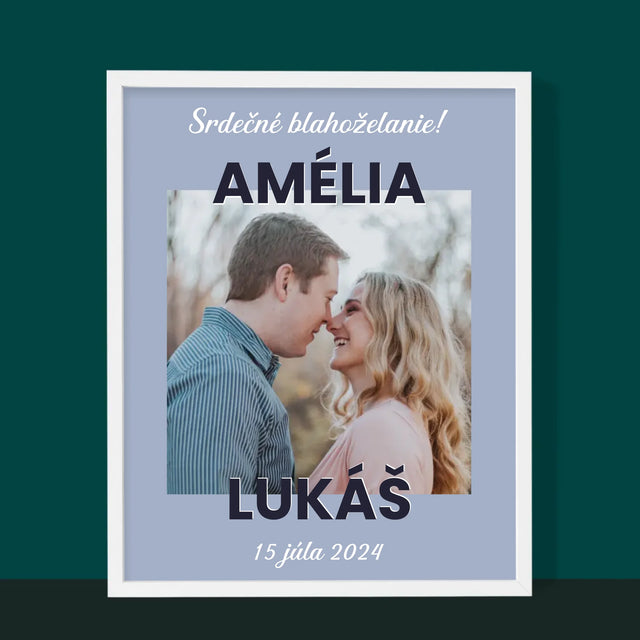 Fotografia A Podpis: Svadobné Blahoželanie - Zarámováná Tlač 30X40 (Vertikálne)