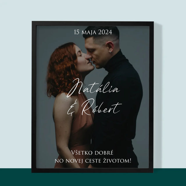 Fotografia A Podpis: Svadobná Fotografia Priania - Zarámováná Tlač 30X40 (Vertikálne)
