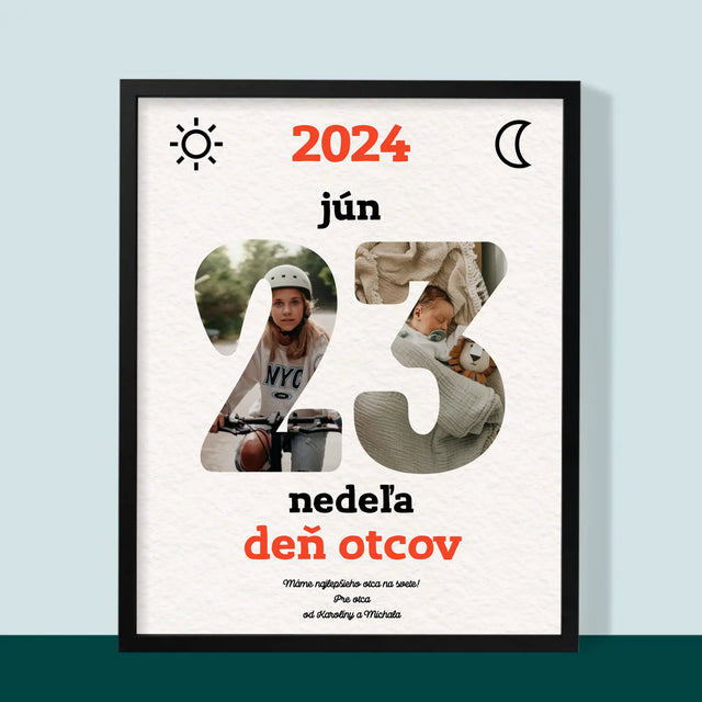 Slovo Z Fotografií: Deň Otcov List Kalendára - Zarámováná Tlač 30X40 (Vertikálne)