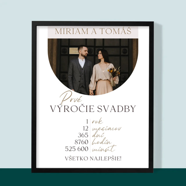 Fotografia A Podpis: Prvé Výročie Svadby - Zarámováná Tlač 30X40 (Vertikálne)