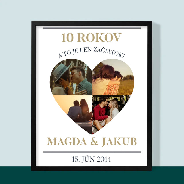 Tvar Z Fotografií: Výročie Srdce - Zarámováná Tlač 30X40 (Vertikálne)