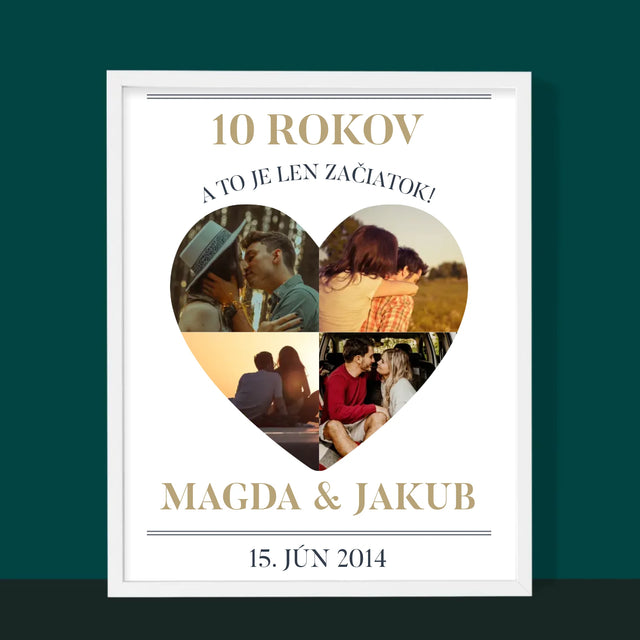 Tvar Z Fotografií: Výročie Srdce - Zarámováná Tlač 30X40 (Vertikálne)