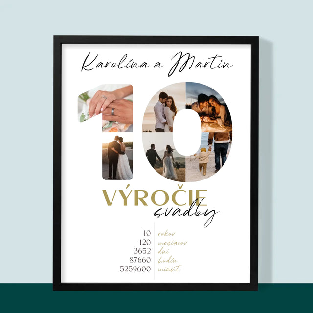 Slovo Z Fotografií: 10. Výročie Svadby - Zarámováná Tlač 30X40 (Vertikálne)