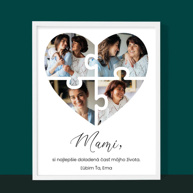 Fotokoláž: Puzzle Srdce Pre Mamu - Zarámováná Tlač 30X40 (Vertikálne)