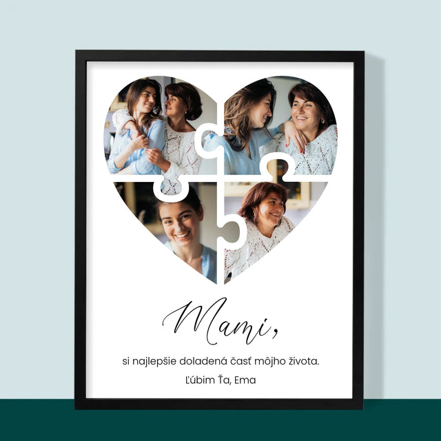 Fotokoláž: Puzzle Srdce Pre Mamu - Zarámováná Tlač 30X40 (Vertikálne)