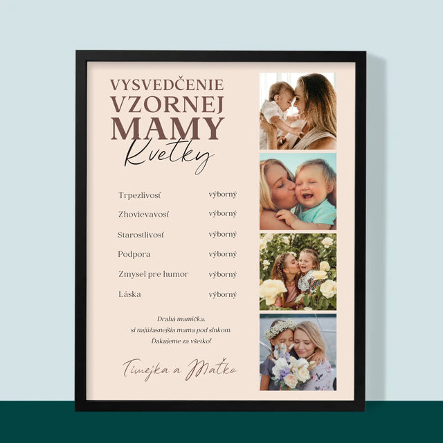 Fotokoláž: Vysvedčenie Vzornej Mamy - Zarámováná Tlač 30X40 (Vertikálne)