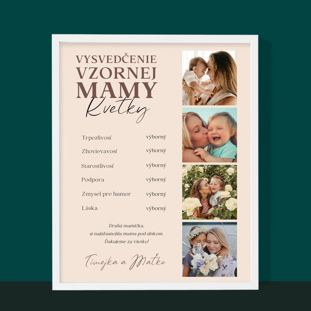 Fotokoláž: Vysvedčenie Vzornej Mamy - Zarámováná Tlač 30X40 (Vertikálne)