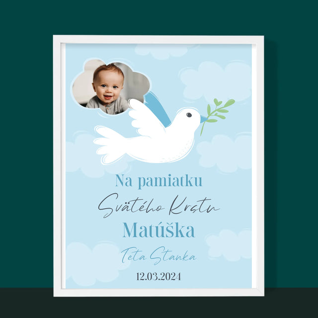 Fotografia A Podpis: Pamiatka Krstu Holubica - Zarámováná Tlač 30X40 (Vertikálne)