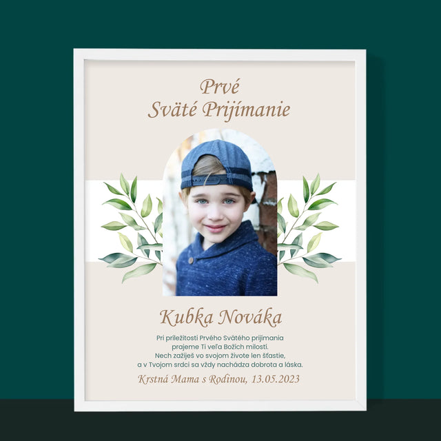 Fotografia A Podpis: Prvé Sväté Prijímanie Venovanie - Zarámováná Tlač 30X40 (Vertikálne)