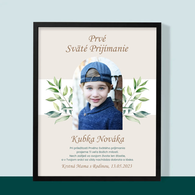 Fotografia A Podpis: Prvé Sväté Prijímanie Venovanie - Zarámováná Tlač 30X40 (Vertikálne)