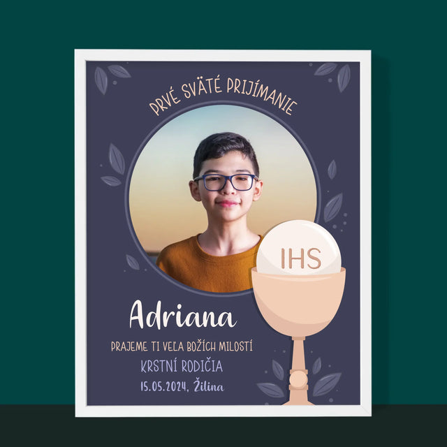 Fotografia A Podpis: Prvé Sväté Prijímanie - Zarámováná Tlač 30X40 (Vertikálne)