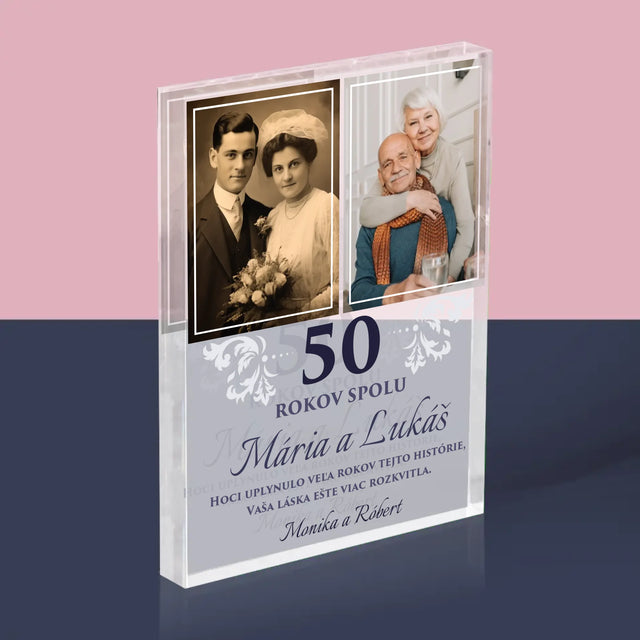 Fotokoláž: Spolu Už Roky - Akrylový Blok (Vertikálne)