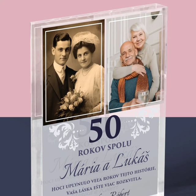 Fotokoláž: Spolu Už Roky - Akrylový Blok (Vertikálne)