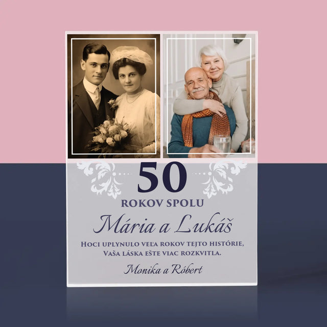 Fotokoláž: Spolu Už Roky - Akrylový Blok (Vertikálne)