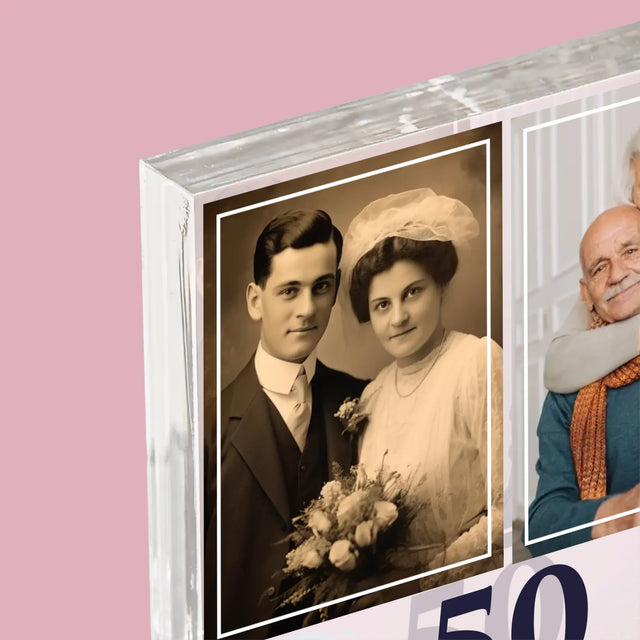 Fotokoláž: Spolu Už Roky - Akrylový Blok (Vertikálne)