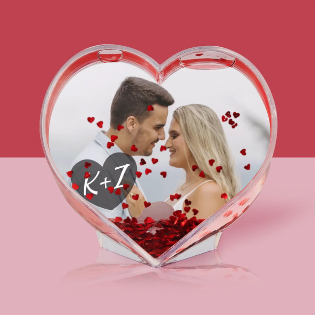 Fotografia A Podpis: Tvoja Fotografia Iniciály - Snehová Guľa - Srdce