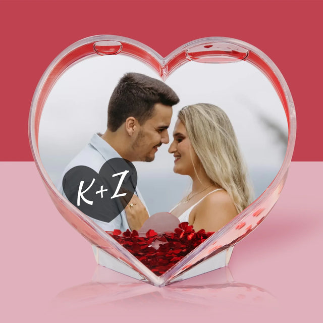 Fotografia A Podpis: Tvoja Fotografia Iniciály - Snehová Guľa - Srdce