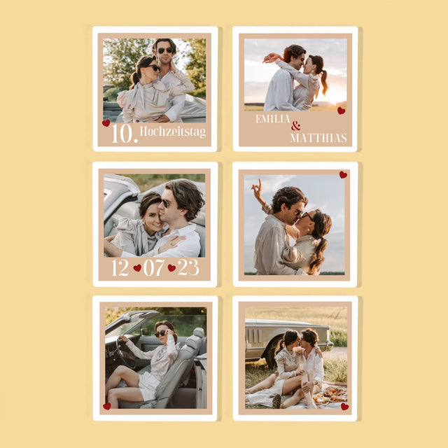 Zdjęcie i Podpis: Rocznica Serduszka - Podkładki Pod Kubki | DE