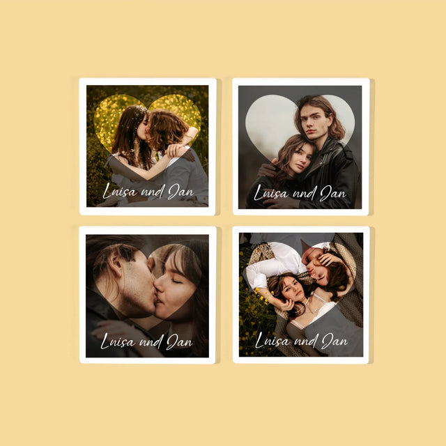 Zdjęcie i Podpis: Zakochani Serce - Podkładki Pod Kubki | DE