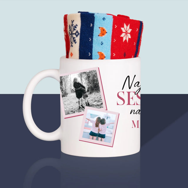 Fotokoláž: Najlepšia Sestra - Zimné Ponožky V Hrnčeku