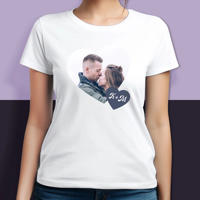 Fotokoláž: Iniciály Srdce - Tričká Pre Pár