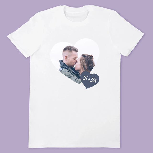 Fotokoláž: Iniciály Srdce - Tričká Pre Pár